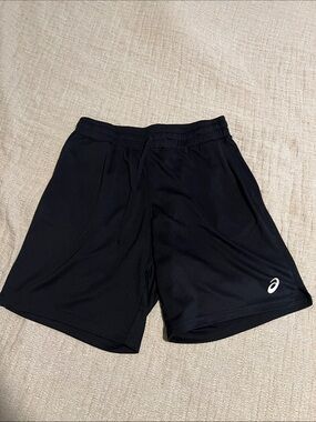 Asics Black Men's Athletic Shorts with White Logo